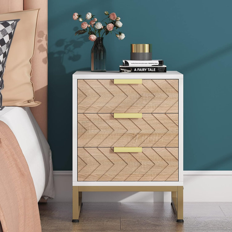 Wayfair white and gold outlet nightstand